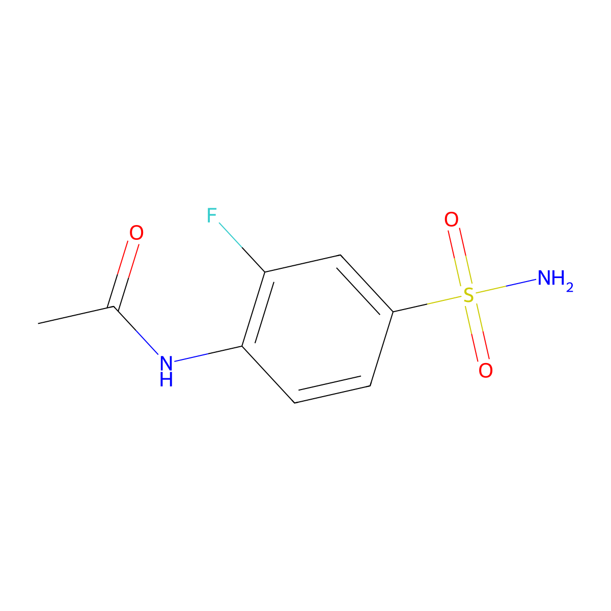 N-(2-fluoro-4-sulfamoylphenyl)acetamide molecular structure, CAS 402-22-2