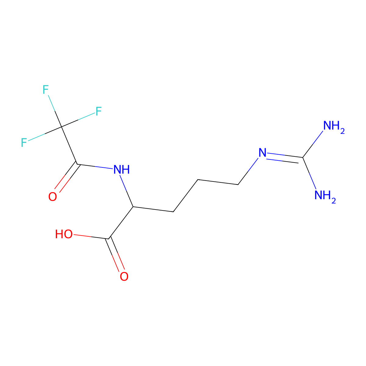 (2S)-5-carbamimidamido-2-(trifluoroacetamido)pentanoic acid molecular structure, CAS 402-90-4