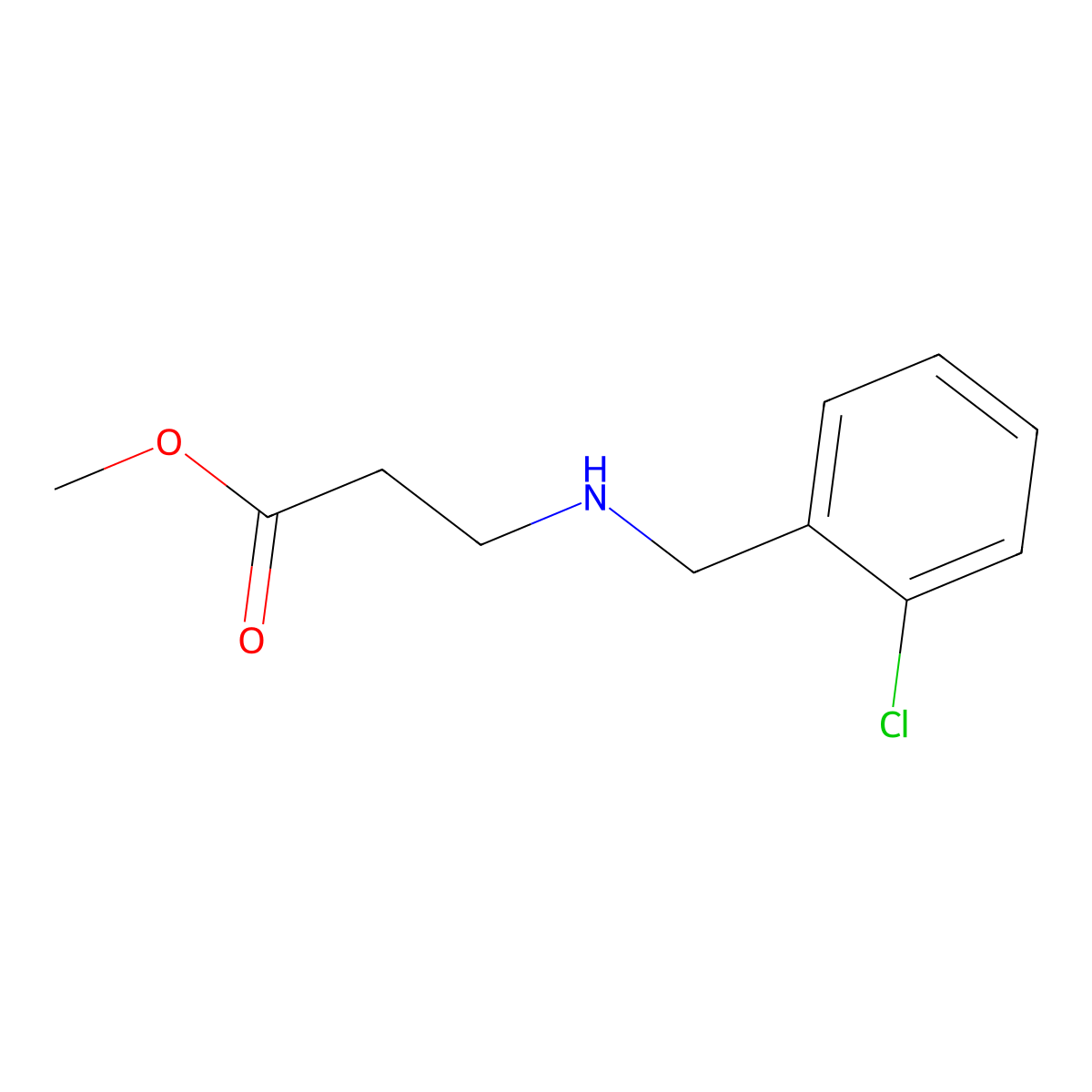 Methyl 3-[(2-chlorobenzyl)amino]propanoate molecular structure, CAS 4020-21-7