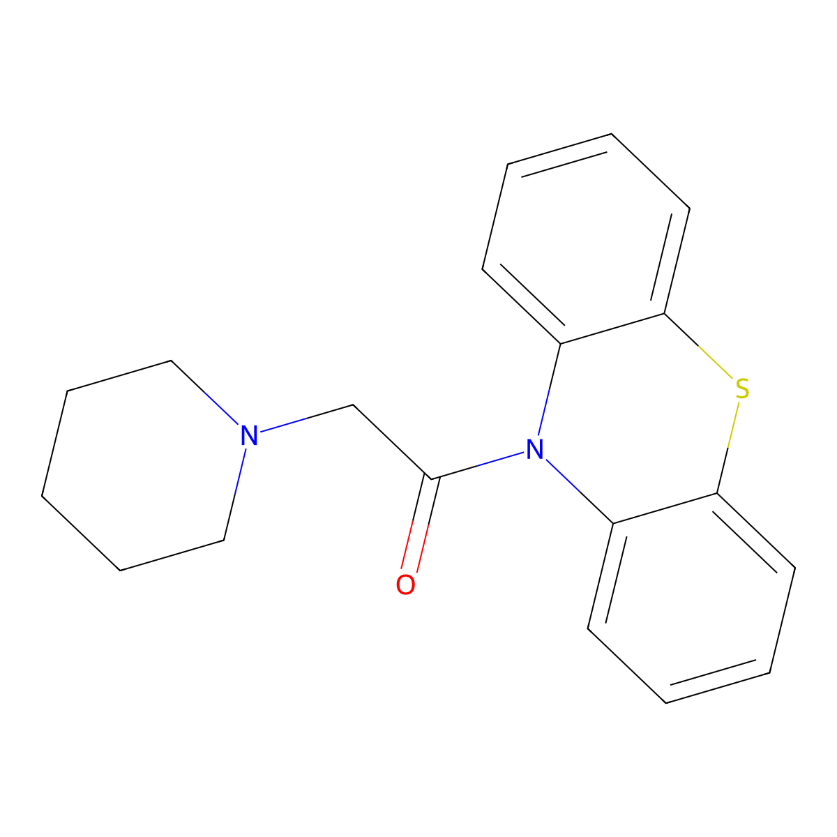 1-(10H-phenothiazin-10-yl)-2-(piperidin-1-yl)ethanone molecular structure, CAS 4020-38-6