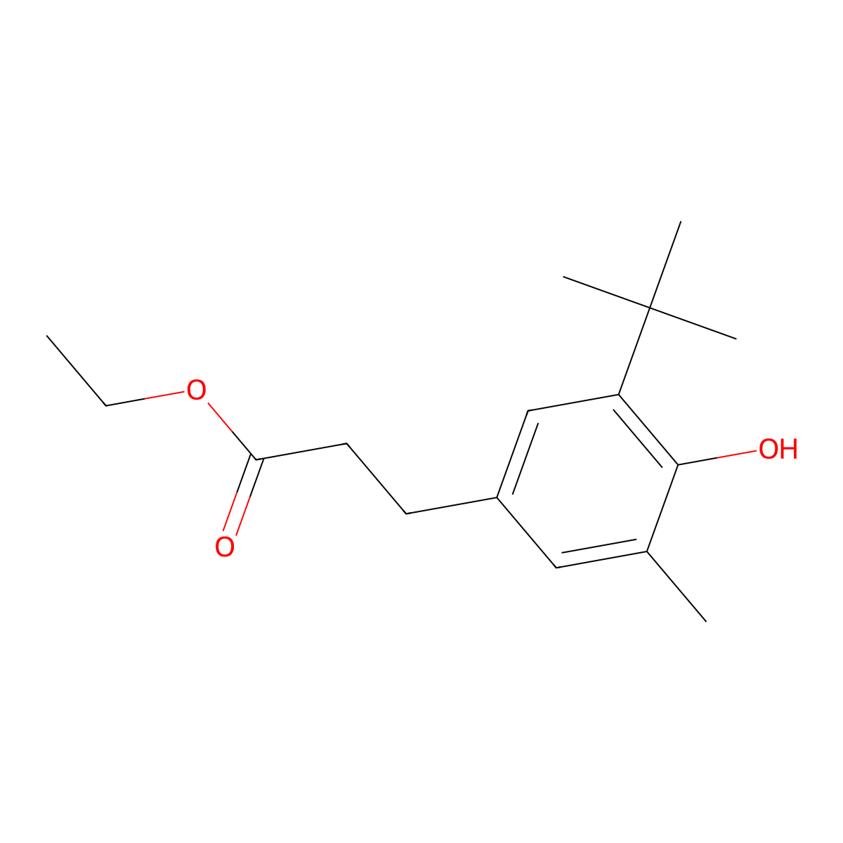 Ethyl (3-(3-tert-butyl)-4-hydroxy-5-methylphenyl)propanoate molecular structure, CAS 40200-35-9