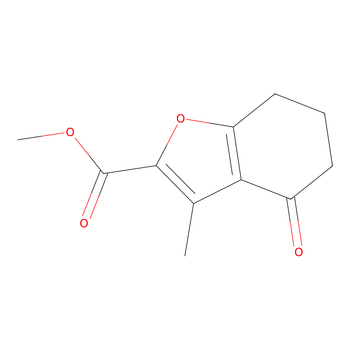 3-Methyl-4-oxo-4,5,6,7-tetrahydro-benzofuran-2-carboxylic acid methyl ester molecular structure, CAS 40200-70-2