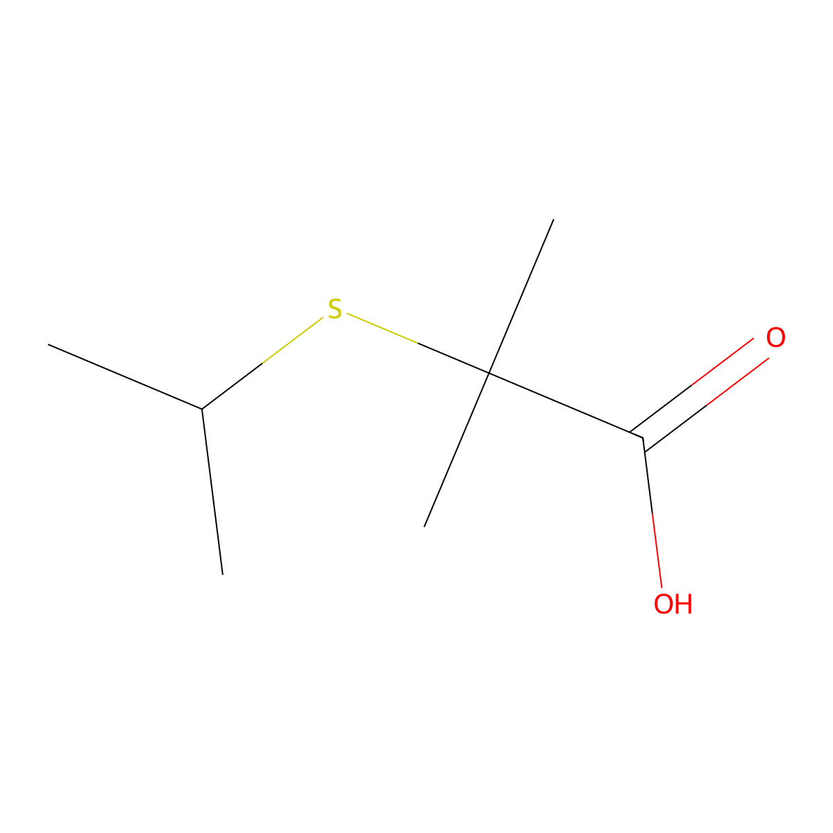 2-Methyl-2-(propan-2-ylsulfanyl)propanoic acid molecular structure, CAS 40201-61-4