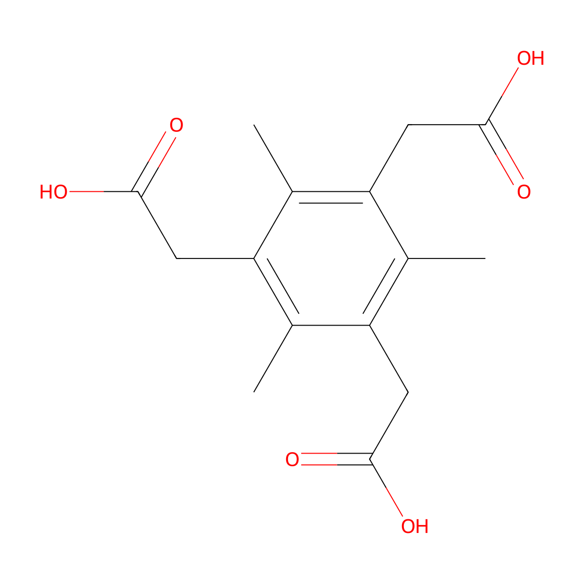 (3,5-Bis-carboxymethyl-2,4,6-trimethyl-phenyl)-acetic acid molecular structure, CAS 40207-09-8