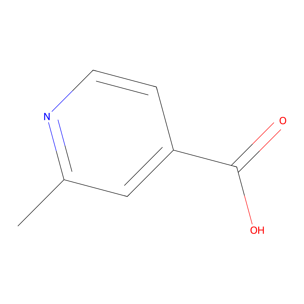 2-Methylpyridine-4-carboxylic acid molecular structure, CAS 4021-11-8