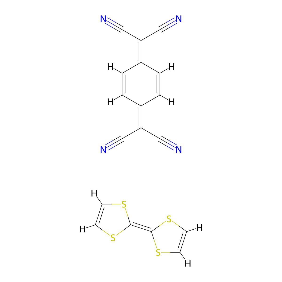 2,2'-(Cyclohexa-2,5-diene-1,4-diylidene)dipropanedinitrile--2-(2H-1,3-dithiol-2-ylidene)-2H-1,3-dithiole (1/1) molecular structure, CAS 40210-84-2