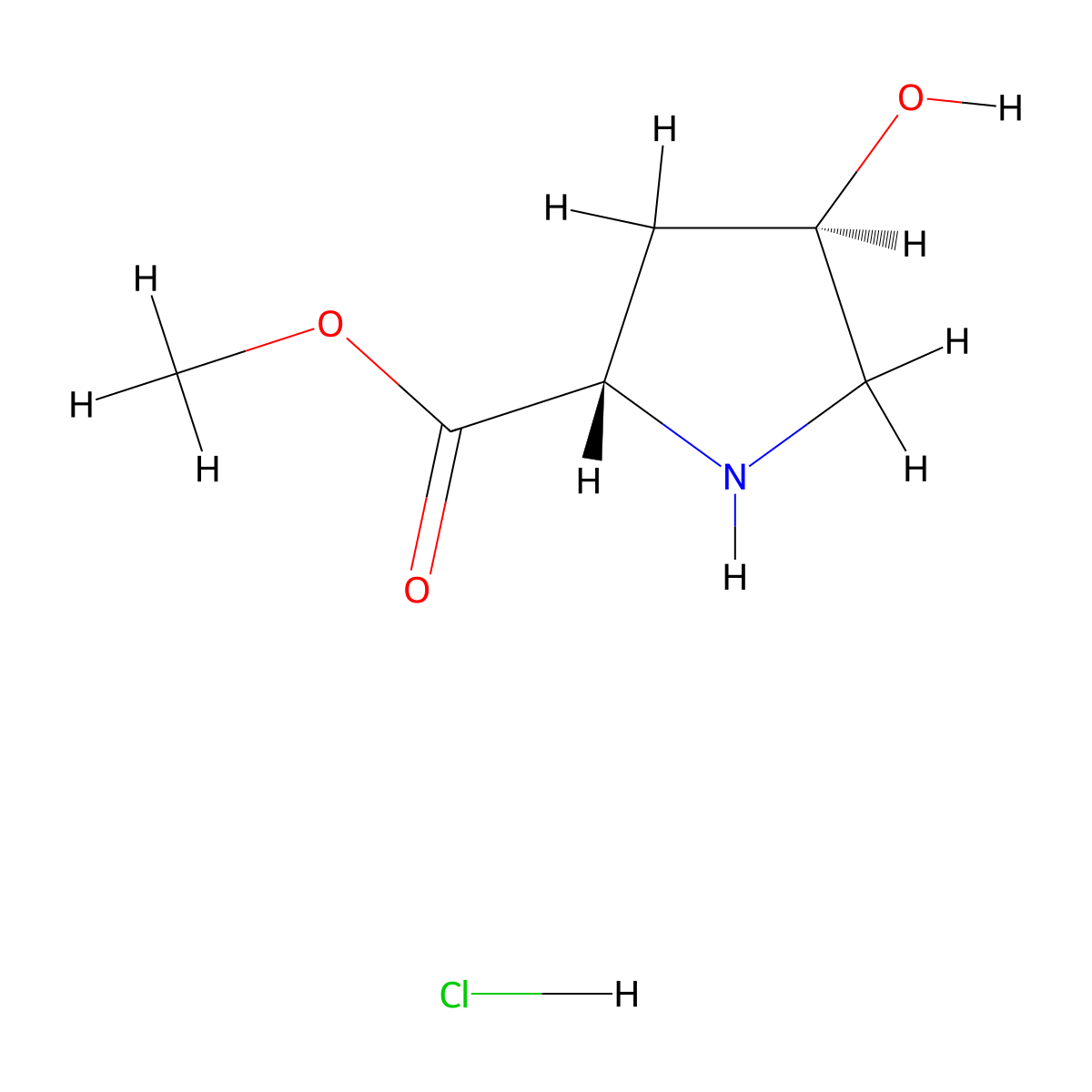 4-Hydroxy-L-proline methyl ester hydrochloride molecular structure, CAS 40216-83-9