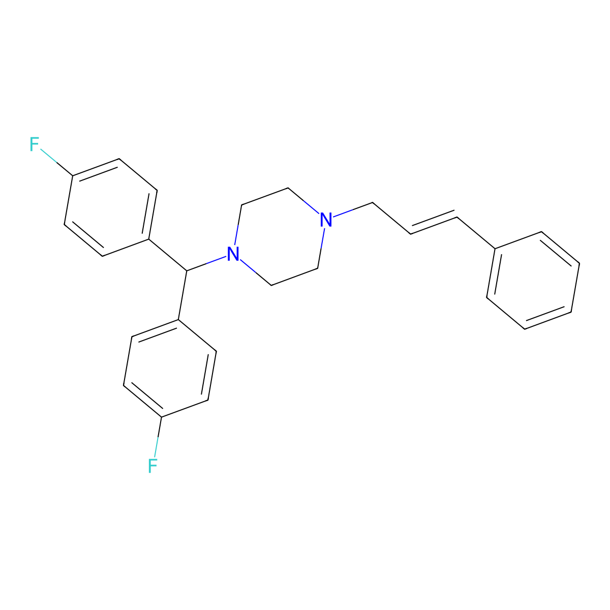 1-(Bis(4-fluorophenyl)methyl)-4-(3-phenyl-2-propen-1-yl)piperazine molecular structure, CAS 40218-96-0
