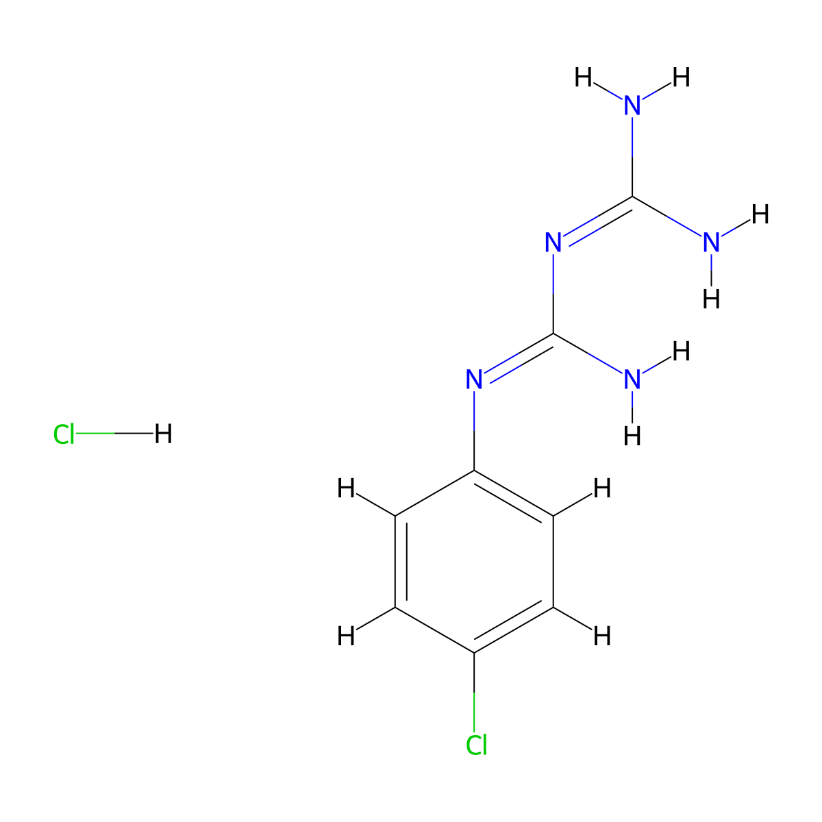 Biguanide, 1-(p-chlorophenyl)-, monohydrochloride molecular structure, CAS 4022-81-5