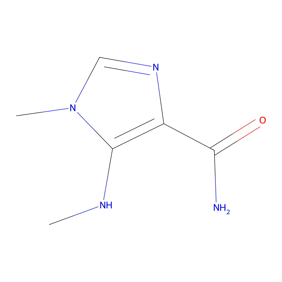 1-methyl-5-(methylamino)-1H-imidazole-4-carboxamide molecular structure, CAS 4022-89-3