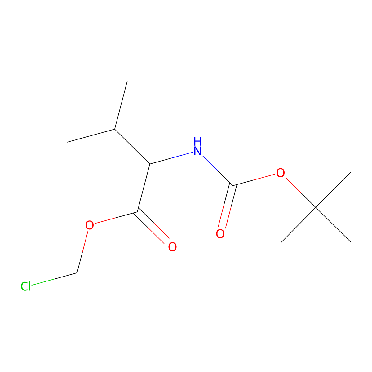 chloromethyl (2S)-2-(((tert-butoxy)carbonyl)amino)-3-methylbutanoate molecular structure, CAS 40224-39-3