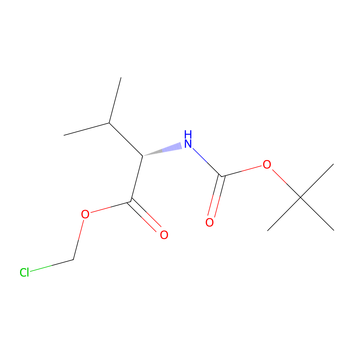 chloromethyl (2S)-2-(((tert-butoxy)carbonyl)amino)-3-methylbutanoate molecular structure, CAS 40224-39-3
