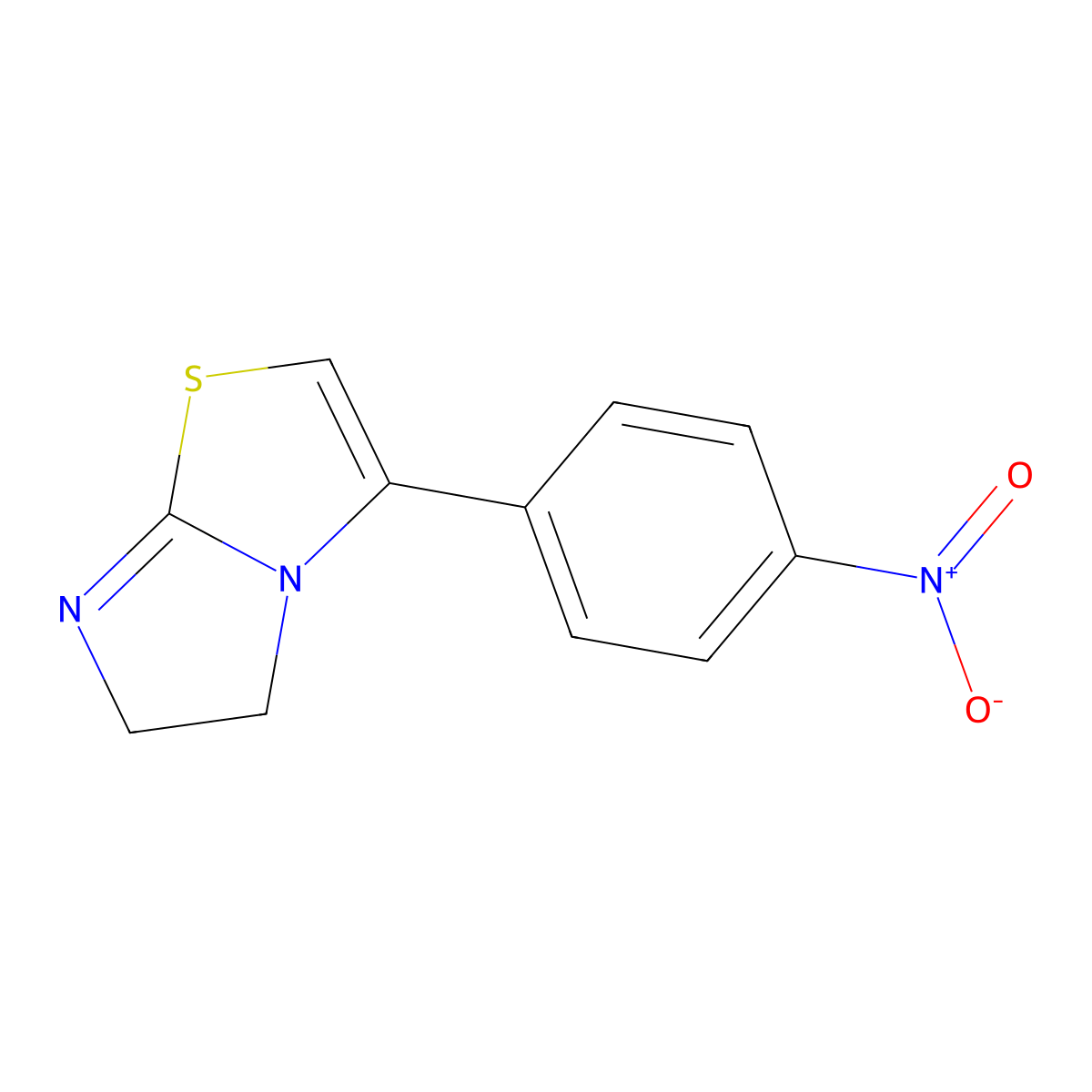 Imidazo(2,1-b)thiazole, 5,6-dihydro-3-(4-nitrophenyl)- molecular structure, CAS 40229-93-4