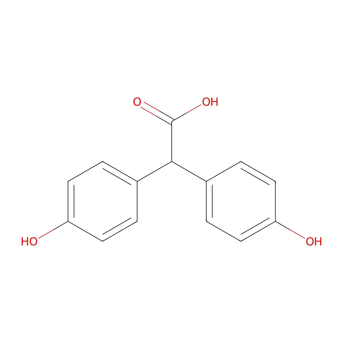 Benzeneacetic acid, 4-hydroxy-alpha-(4-hydroxyphenyl)- molecular structure, CAS 40232-93-7