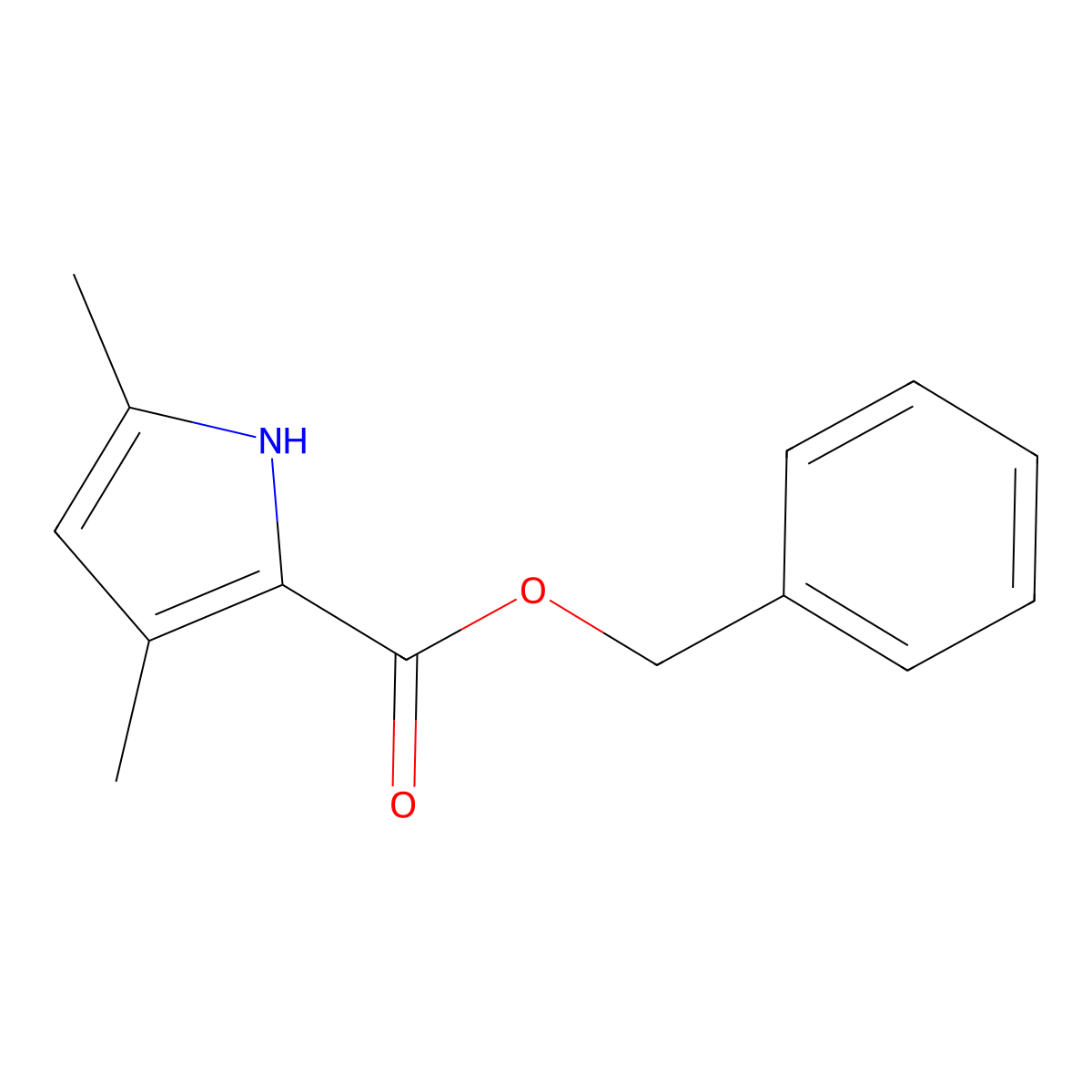 Benzyl 3,5-dimethyl-1H-pyrrole-2-carboxylate molecular structure, CAS 40236-19-9