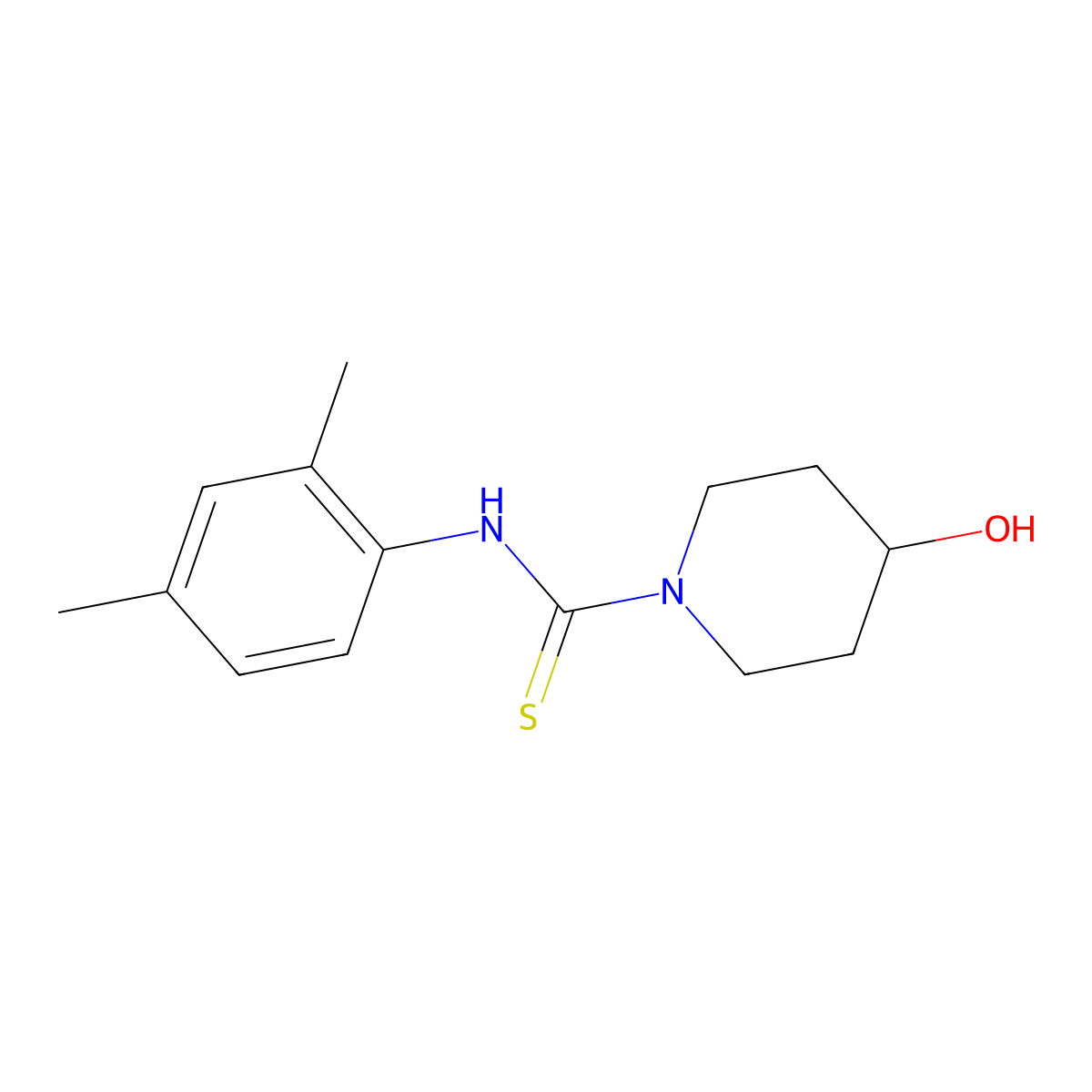 N-(2,4-dimethylphenyl)-4-hydroxypiperidine-1-carbothioamide molecular structure, CAS 402479-57-6