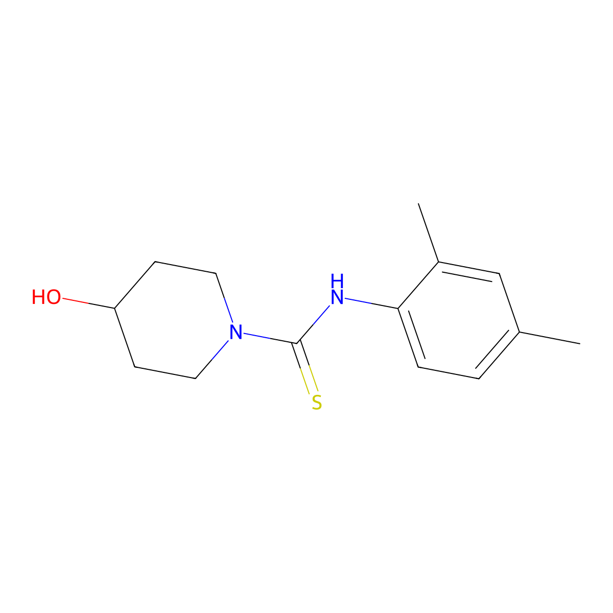N-(2,4-dimethylphenyl)-4-hydroxypiperidine-1-carbothioamide molecular structure, CAS 402479-57-6