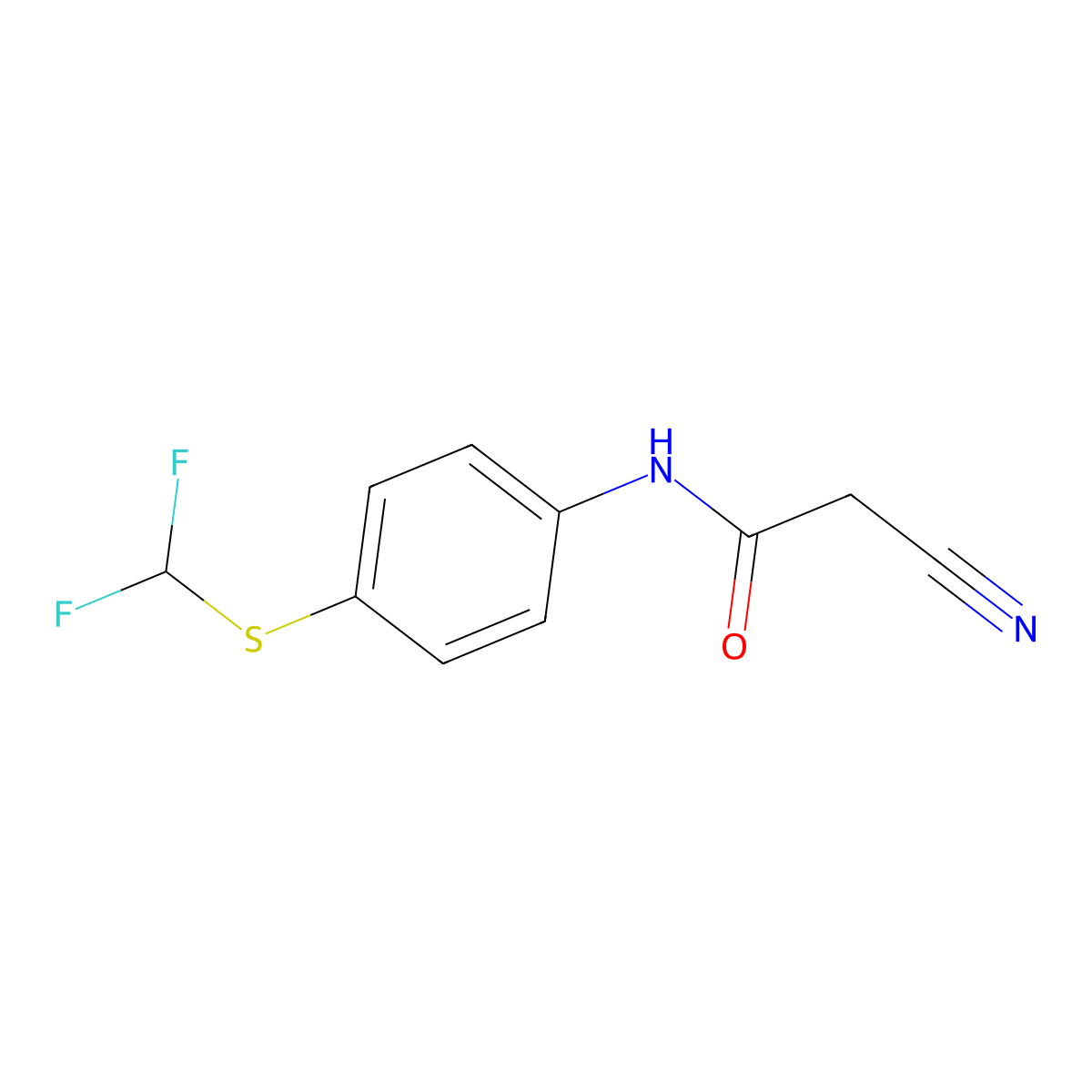 2-cyano-N-{4-[(difluoromethyl)sulfanyl]phenyl}acetamide molecular structure, CAS 402480-52-8