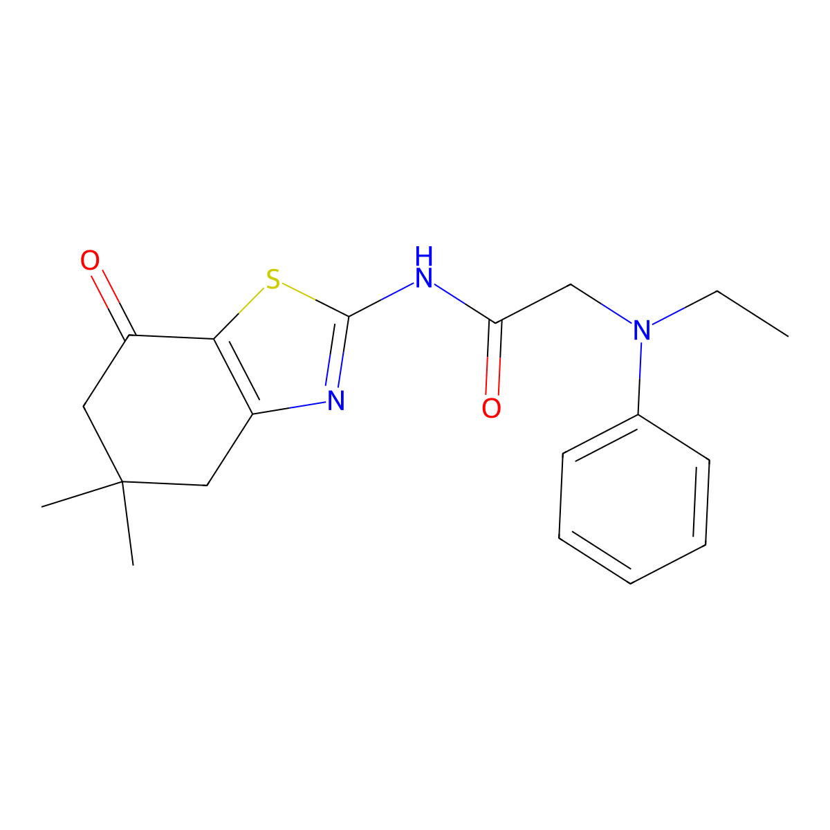 N-(5,5-dimethyl-7-oxo-4,6-dihydro-1,3-benzothiazol-2-yl)-2-(N-ethylanilino)acetamide molecular structure, CAS 402484-30-4