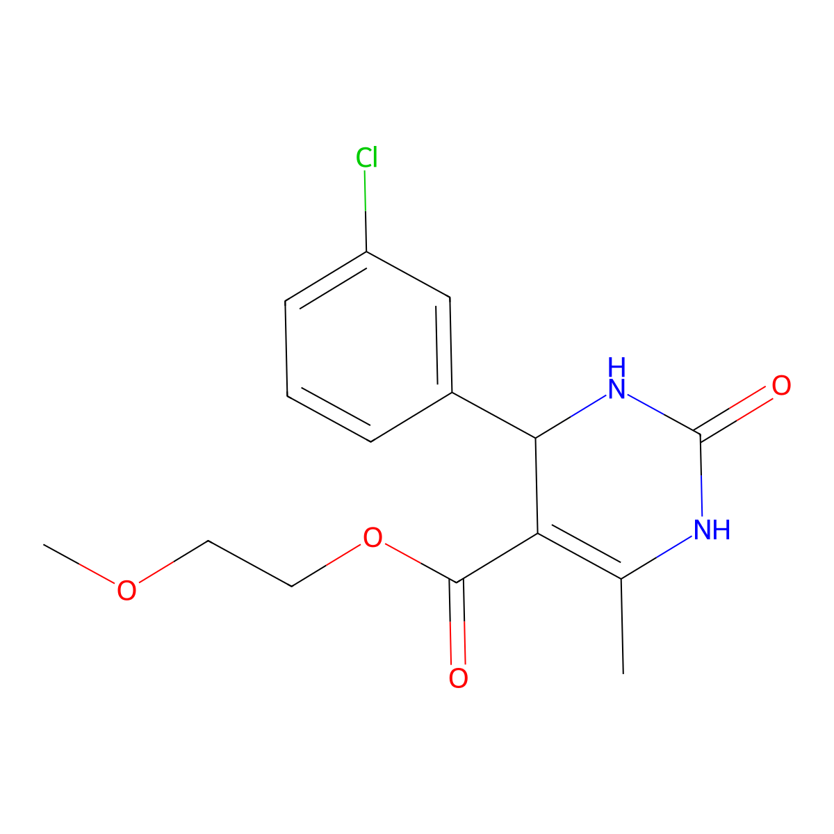 2-Methoxyethyl 4-(3-chlorophenyl)-6-methyl-2-oxo-1,2,3,4-tetrahydropyrimidine-5-carboxylate molecular structure, CAS 402488-09-9