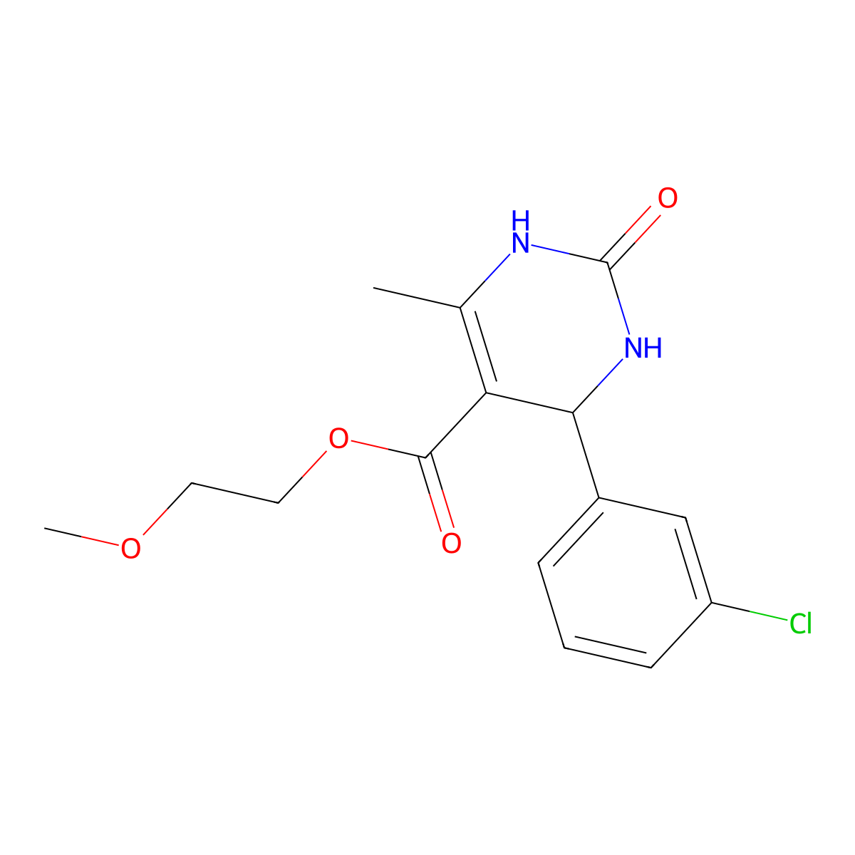 2-Methoxyethyl 4-(3-chlorophenyl)-6-methyl-2-oxo-1,2,3,4-tetrahydropyrimidine-5-carboxylate molecular structure, CAS 402488-09-9