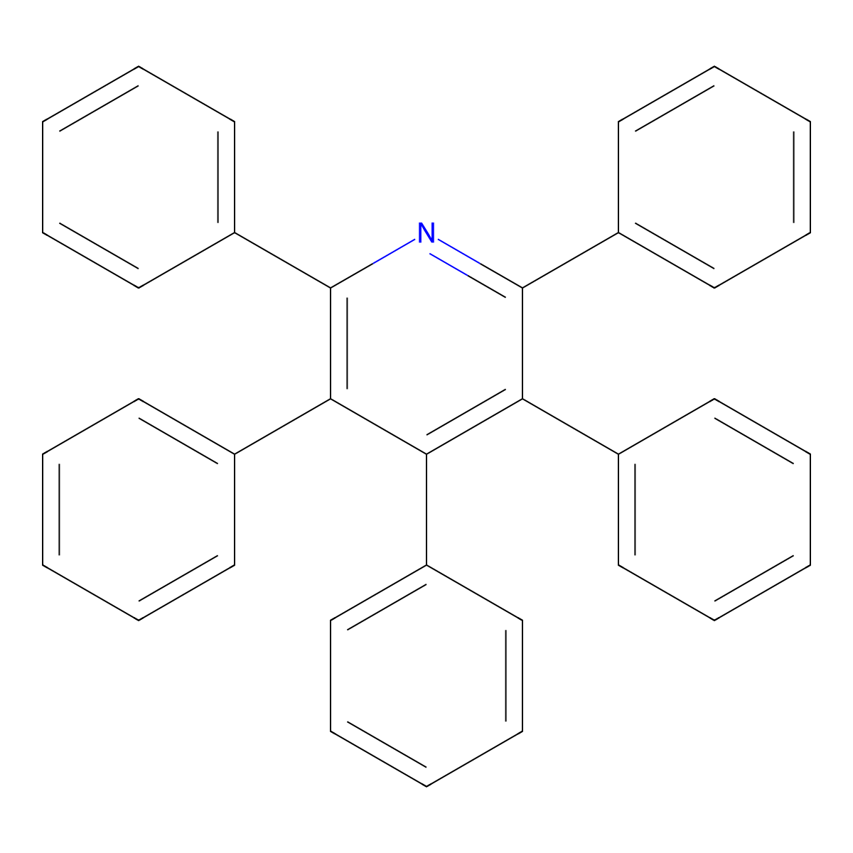 Pentaphenylpyridine molecular structure, CAS 40249-26-1
