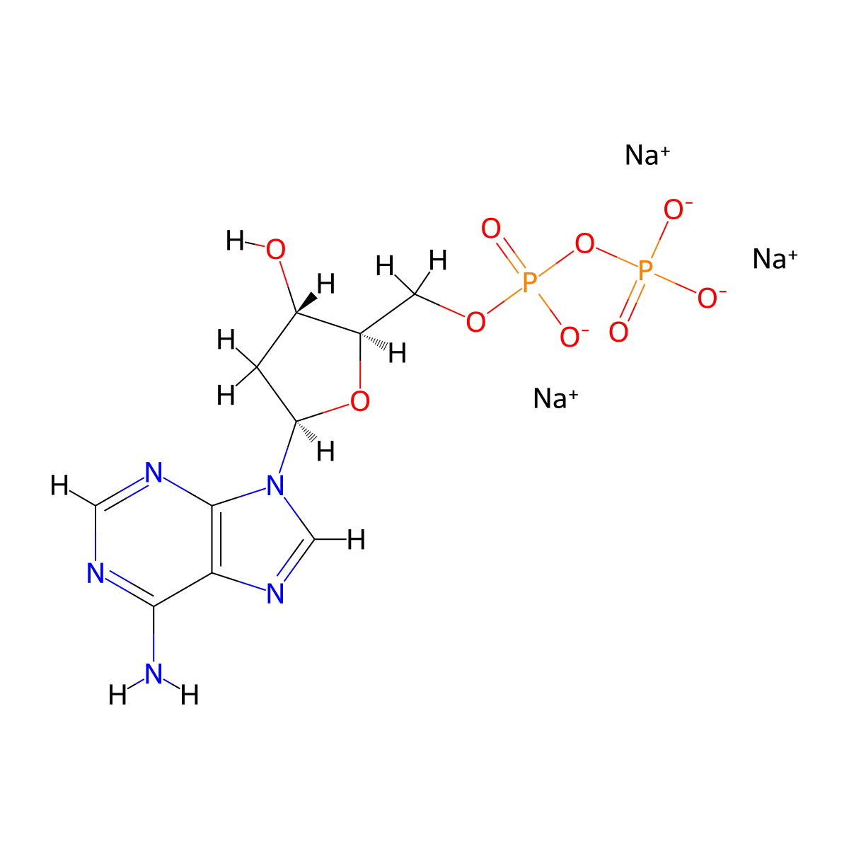 2'-Deoxyadenosine-5'-diphosphate trisodium salt molecular structure, CAS 402491-35-4