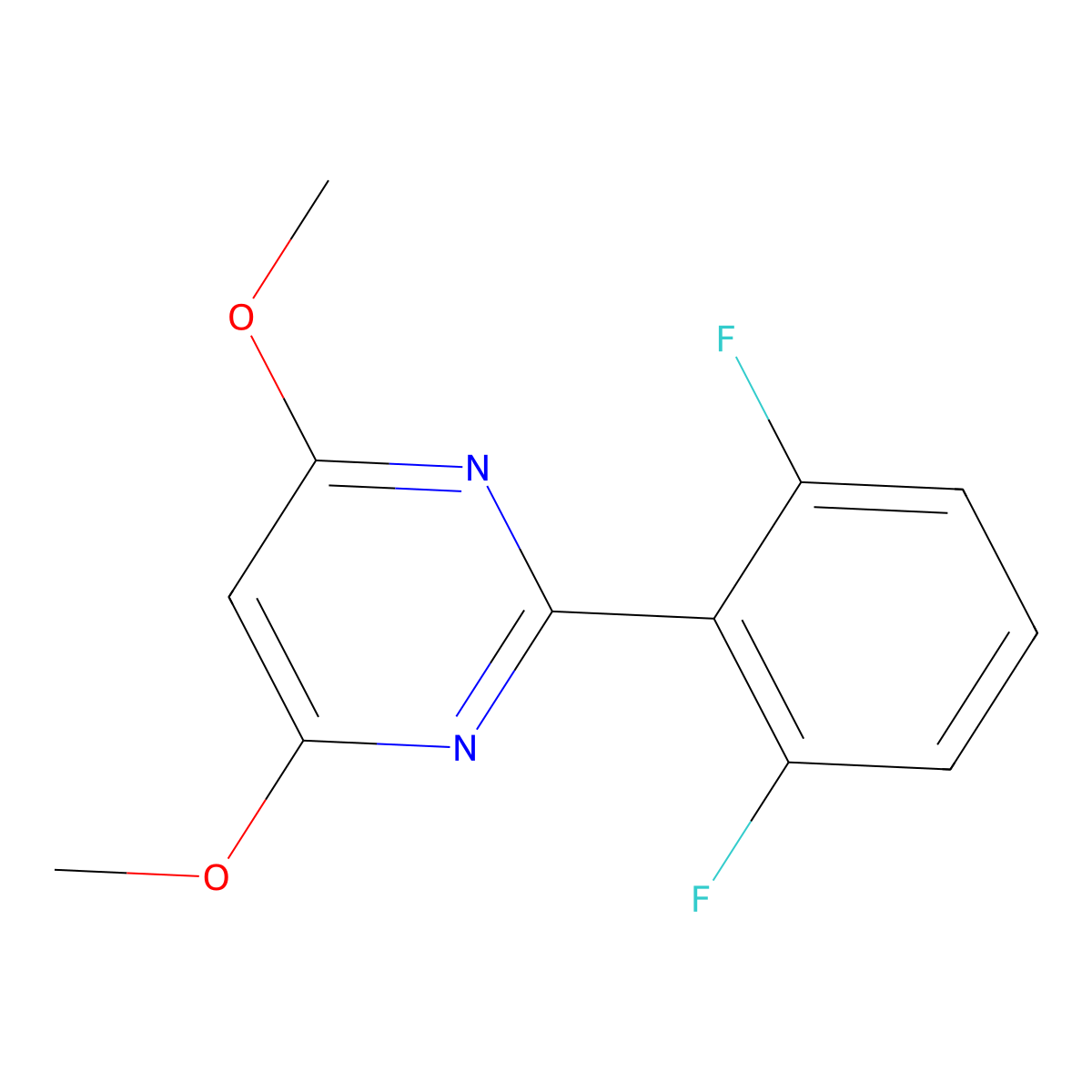 2-(2,6-Difluorophenyl)-4,6-dimethoxypyrimidine molecular structure, CAS 402497-50-1