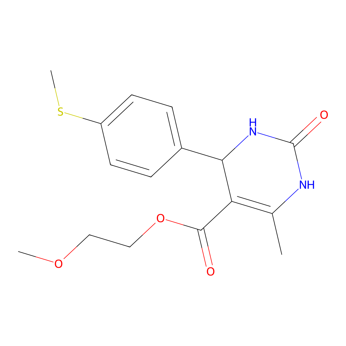 2-Methoxyethyl 6-methyl-4-[4-(methylsulfanyl)phenyl]-2-oxo-1,2,3,4-tetrahydropyrimidine-5-carboxylate molecular structure, CAS 402506-00-7