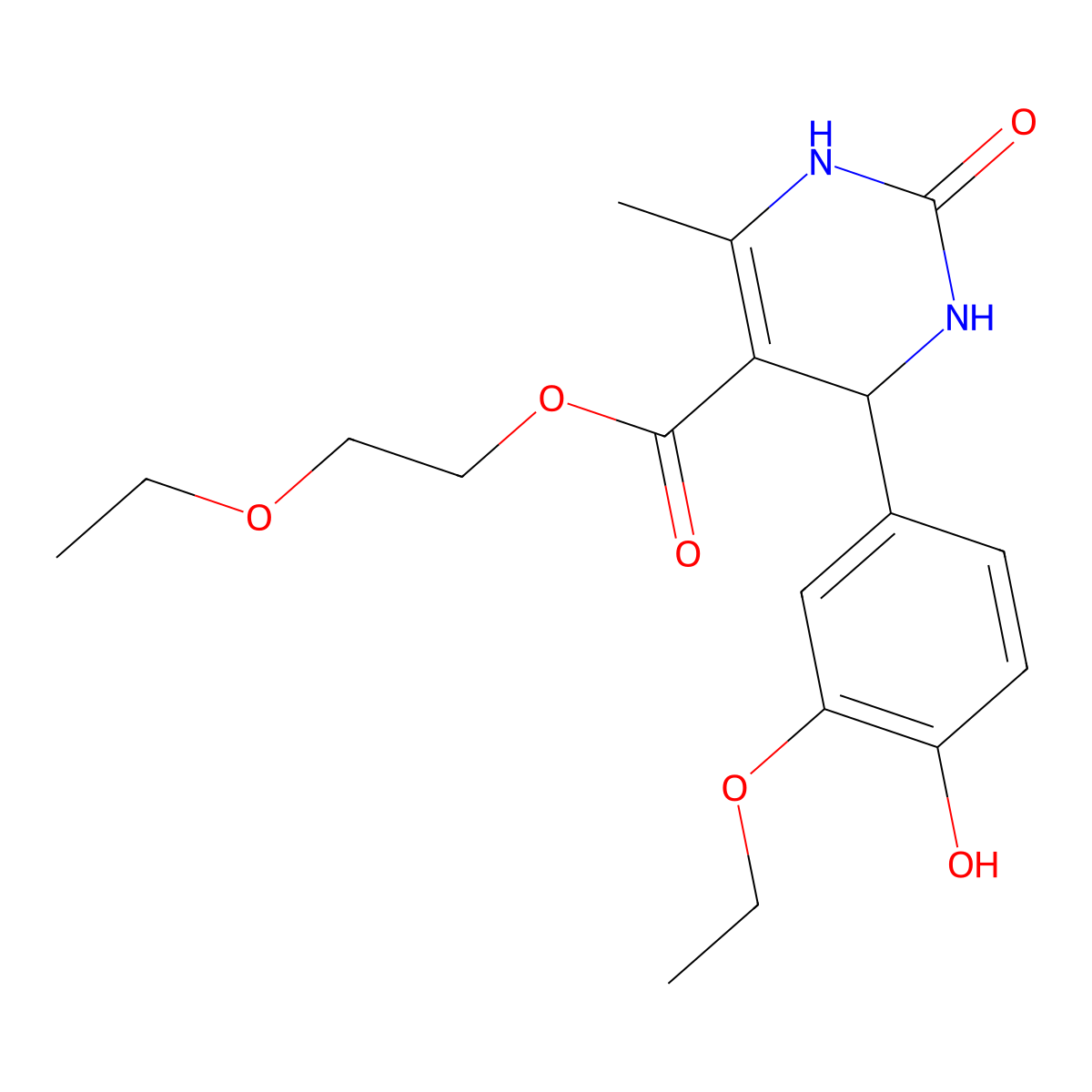 2-Ethoxyethyl 4-(3-ethoxy-4-hydroxyphenyl)-6-methyl-2-oxo-1,2,3,4-tetrahydropyrimidine-5-carboxylate molecular structure, CAS 402506-02-9