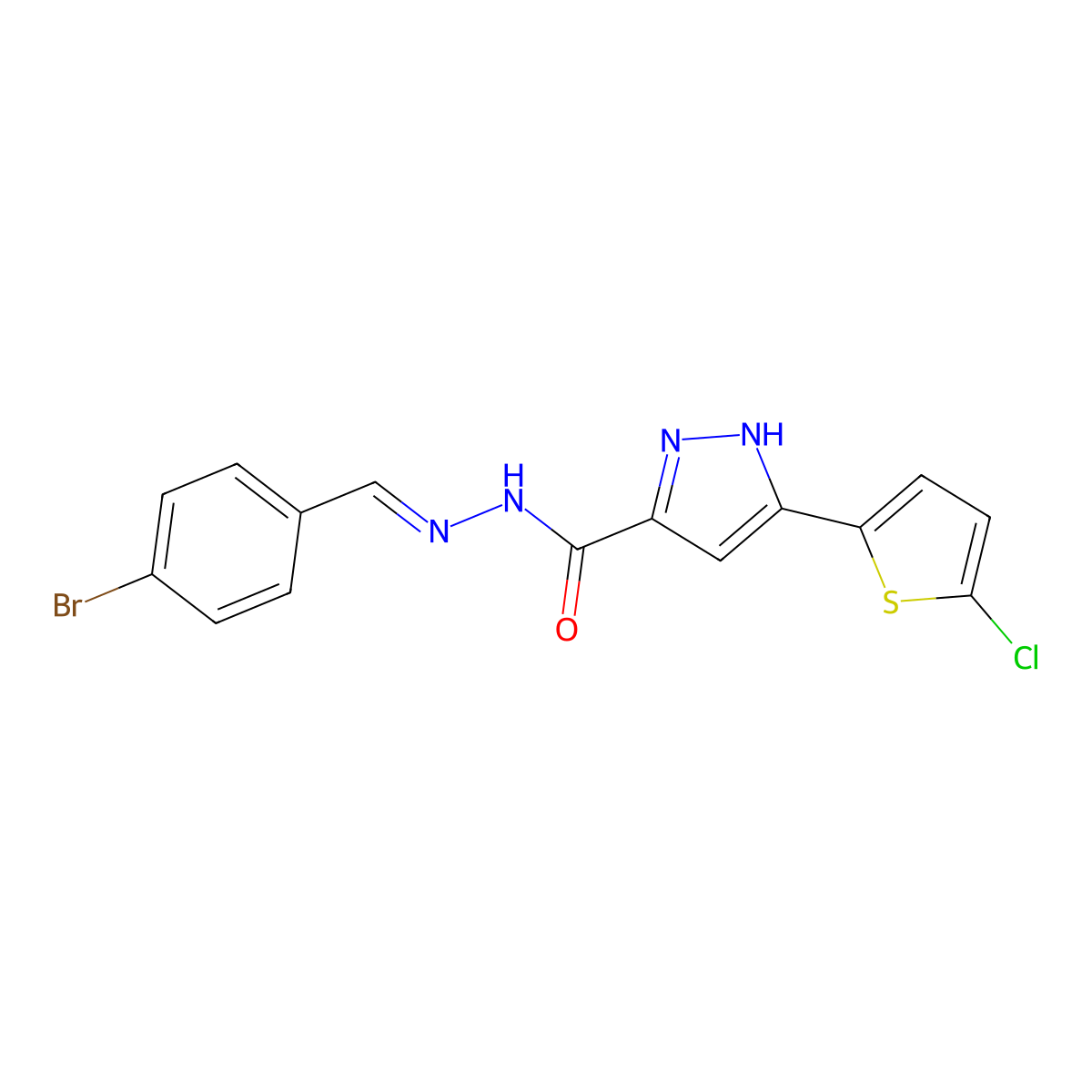 5-(5-Chloro-2-thienyl)-1H-pyrazole-3-carboxylic acid 2-[(4-bromophenyl)methylene]hydrazide molecular structure, CAS 402510-07-0