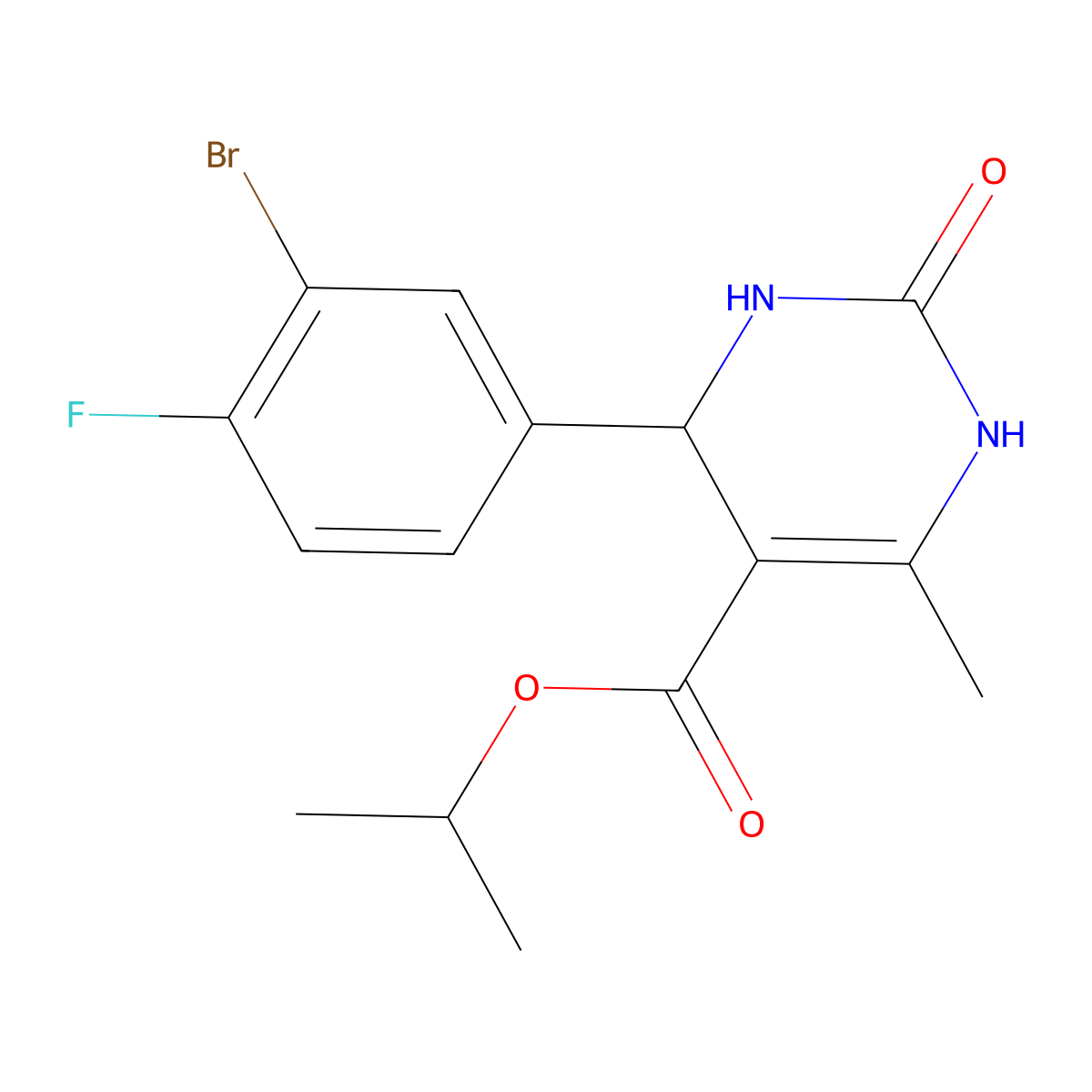 Propan-2-yl 4-(3-bromo-4-fluorophenyl)-6-methyl-2-oxo-1,2,3,4-tetrahydropyrimidine-5-carboxylate molecular structure, CAS 402511-87-9