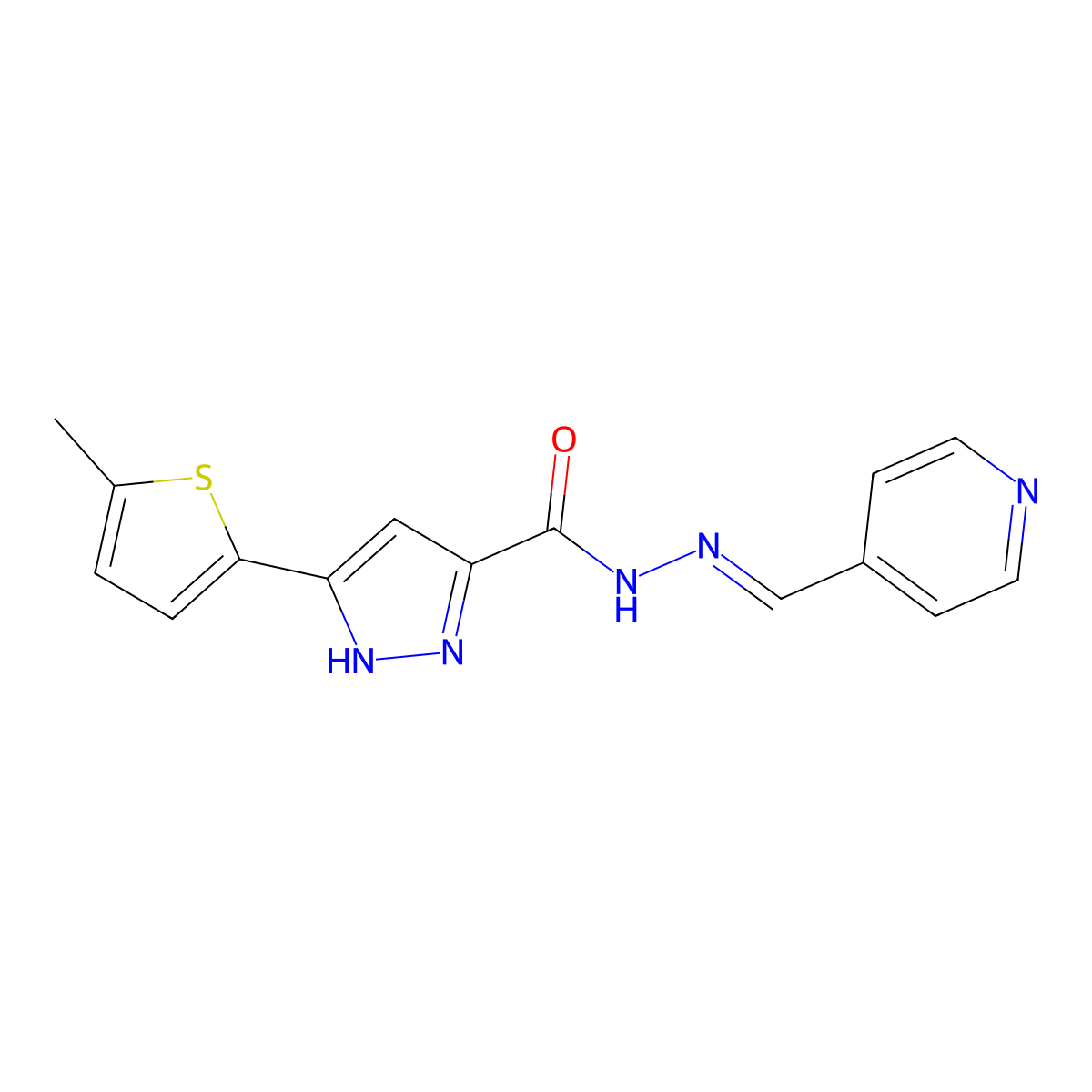 5-(5-Methyl-2-thienyl)-1H-pyrazole-3-carboxylic acid 2-(4-pyridinylmethylene)hydrazide molecular structure, CAS 402512-28-1