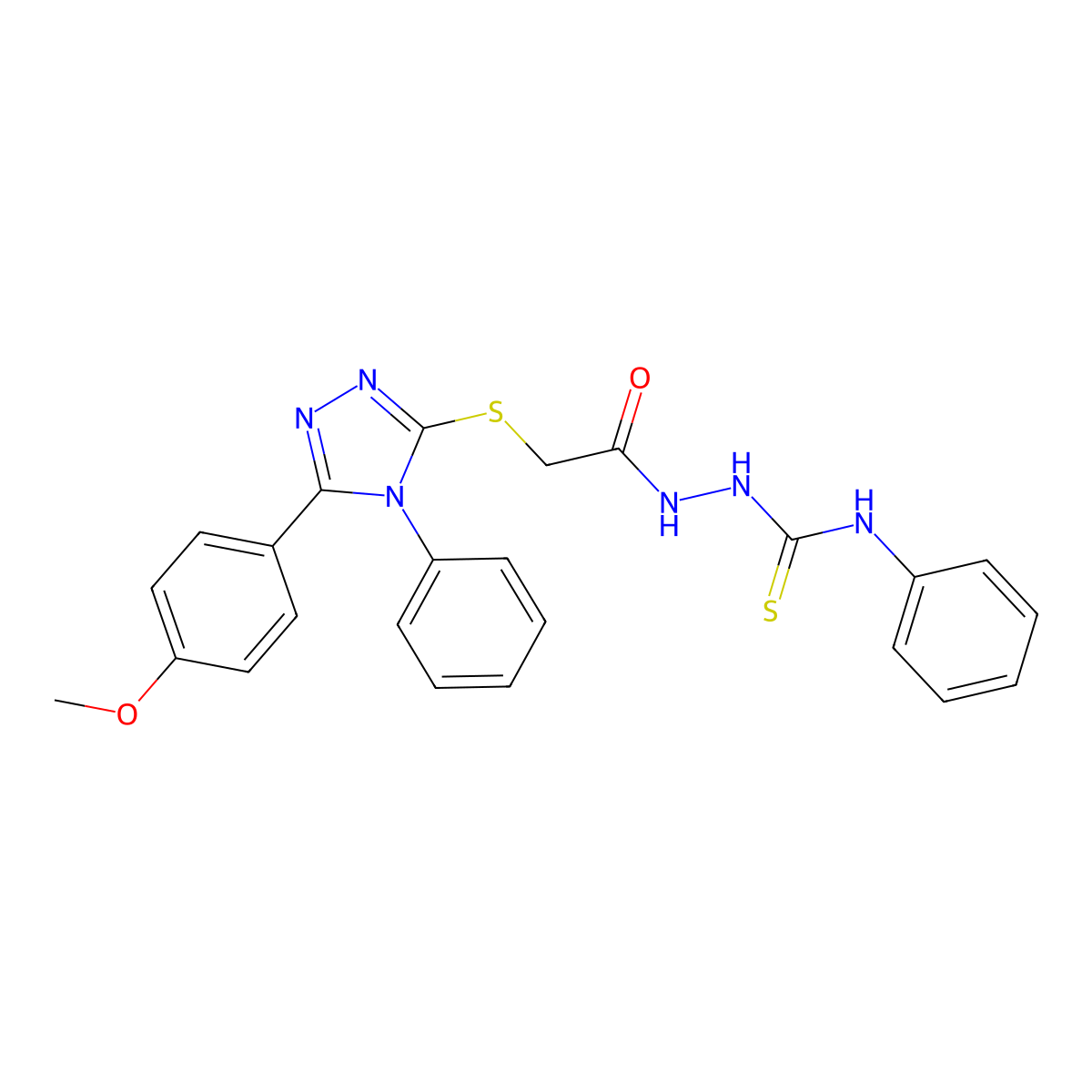 2-({[5-(4-methoxyphenyl)-4-phenyl-4H-1,2,4-triazol-3-yl]sulfanyl}acetyl)-N-phenylhydrazinecarbothioamide molecular structure, CAS 402512-63-4