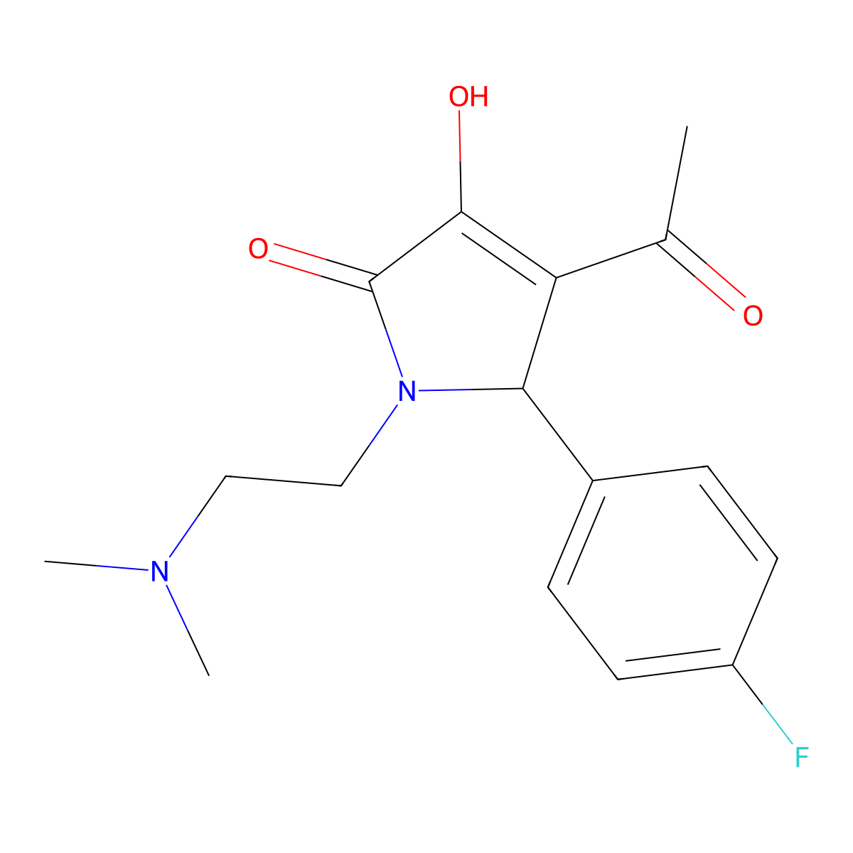4-acetyl-1-[2-(dimethylamino)ethyl]-5-(4-fluorophenyl)-3-hydroxy-1,5-dihydro-2H-pyrrol-2-one molecular structure, CAS 402514-07-2