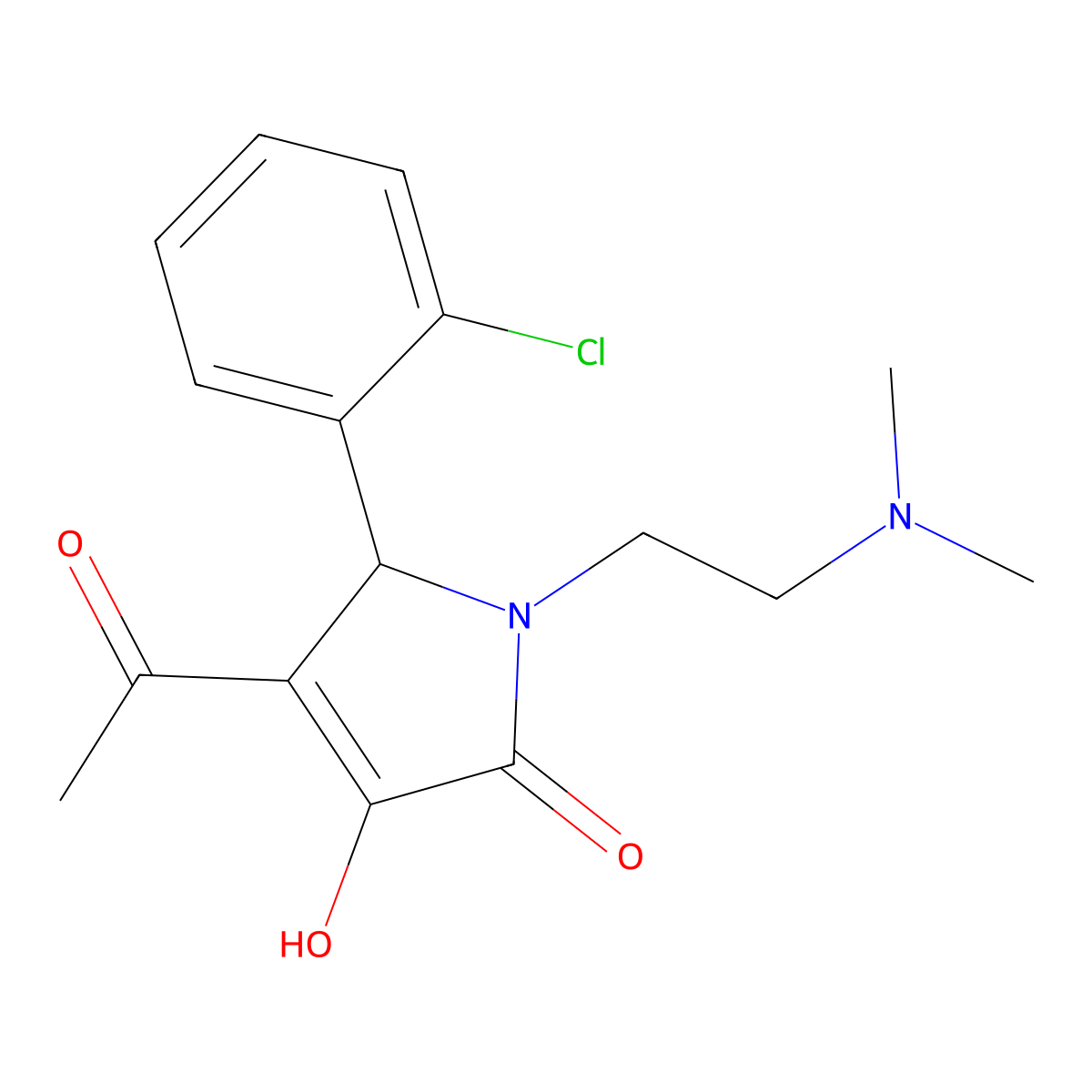 4-acetyl-5-(2-chlorophenyl)-1-[2-(dimethylamino)ethyl]-3-hydroxy-1,5-dihydro-2H-pyrrol-2-one molecular structure, CAS 402514-08-3