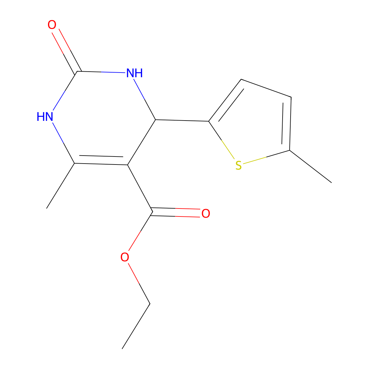 Ethyl 4-methyl-6-(5-methyl(2-thienyl))-2-oxo-1,3,6-trihydropyrimidine-5-carbox ylate molecular structure, CAS 402514-67-4