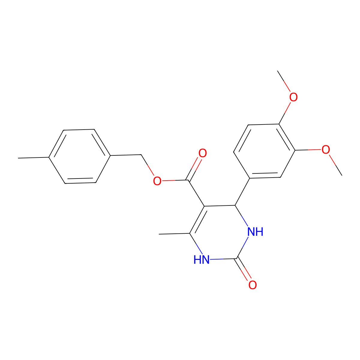 4-Methylbenzyl 4-(3,4-dimethoxyphenyl)-6-methyl-2-oxo-1,2,3,4-tetrahydropyrimidine-5-carboxylate molecular structure, CAS 402515-80-4
