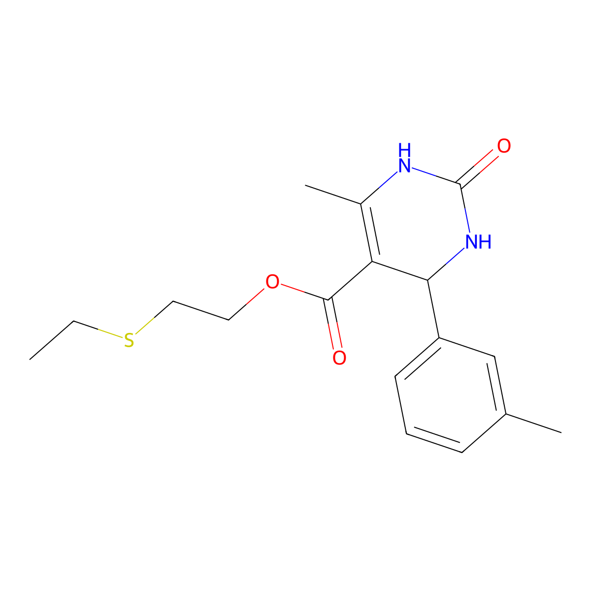 2-(Ethylsulfanyl)ethyl 6-methyl-4-(3-methylphenyl)-2-oxo-1,2,3,4-tetrahydropyrimidine-5-carboxylate molecular structure, CAS 402516-06-7