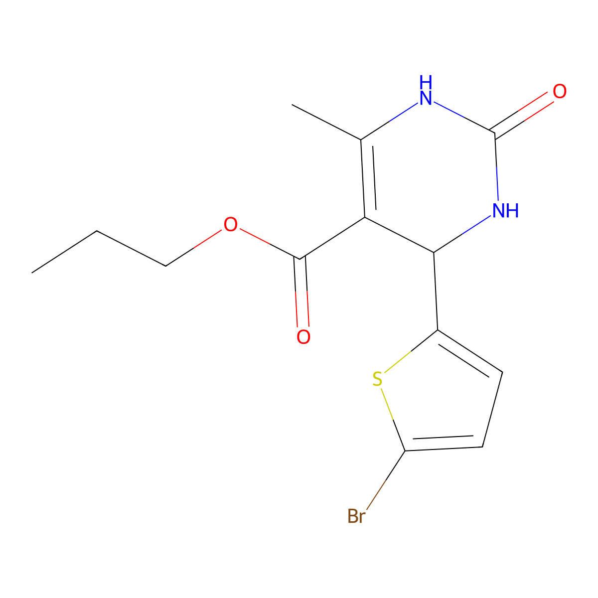 Propyl 4-(5-bromothiophen-2-yl)-6-methyl-2-oxo-1,2,3,4-tetrahydropyrimidine-5-carboxylate molecular structure, CAS 402516-33-0