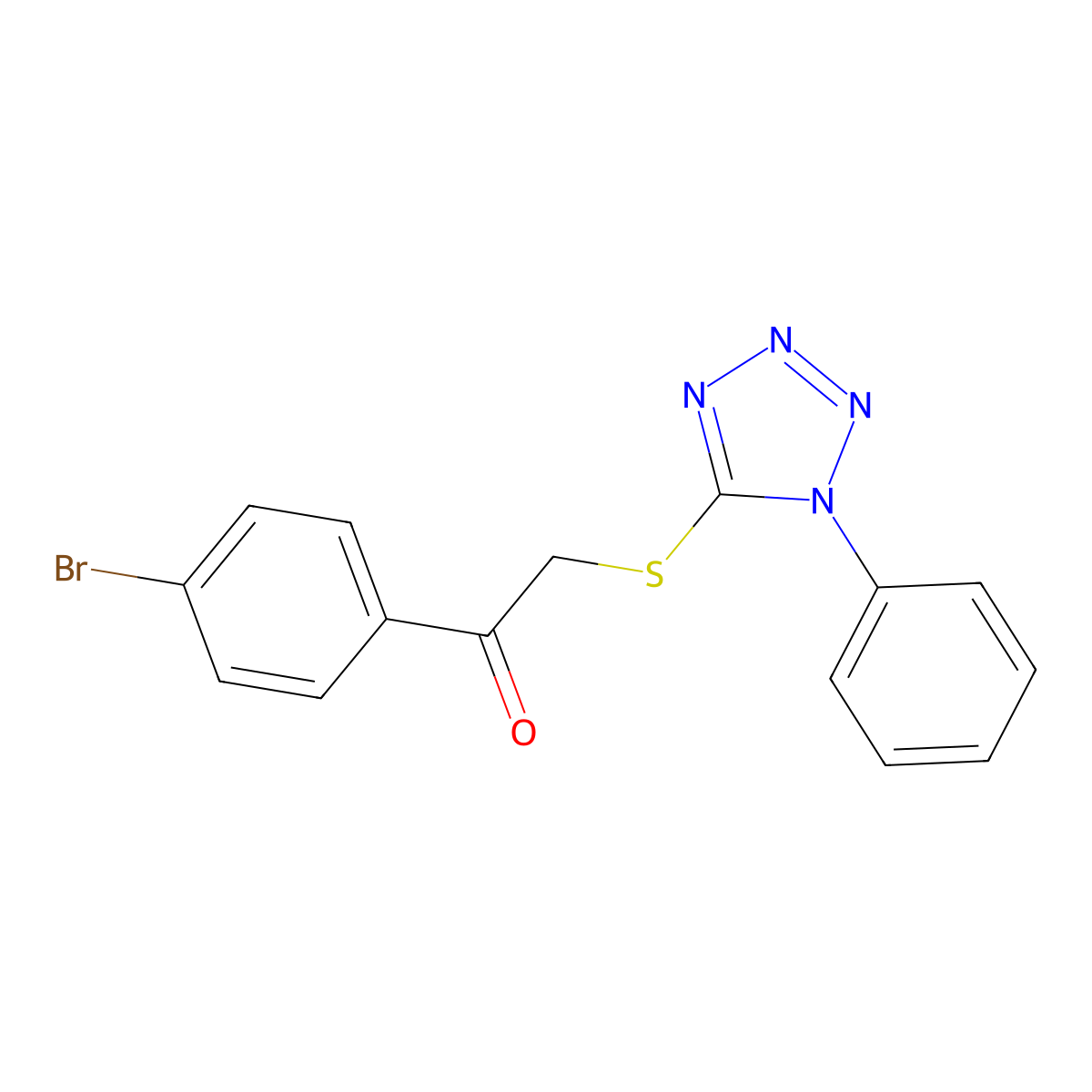 1-(4-bromophenyl)-2-[(1-phenyl-1H-1,2,3,4-tetrazol-5-yl)sulfanyl]ethan-1-one molecular structure, CAS 40253-60-9