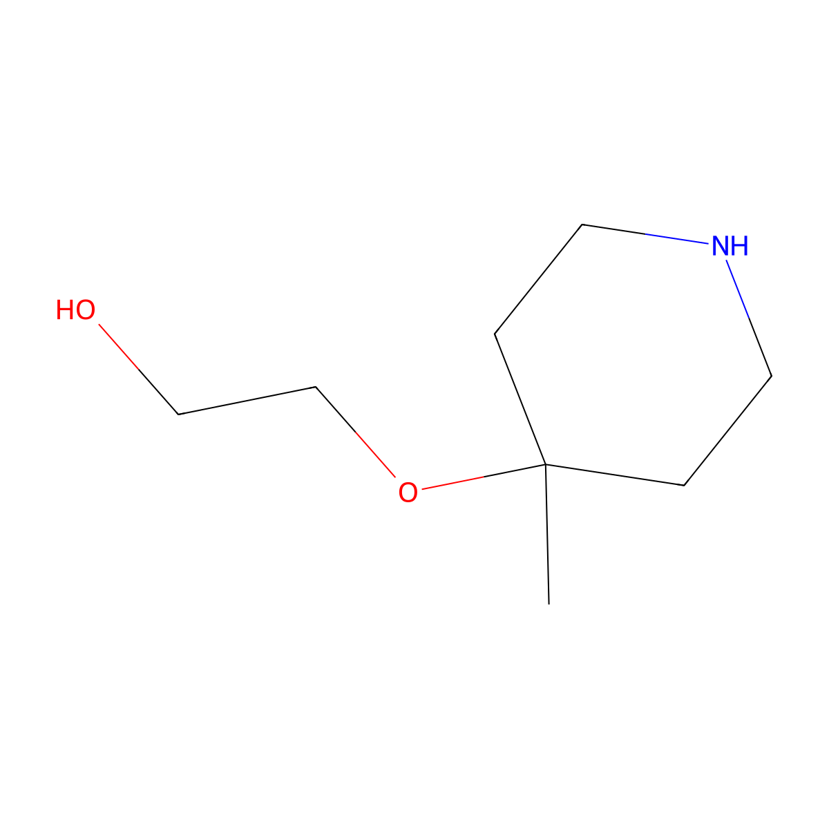 2-[(4-Methylpiperidin-4-yl)oxy]ethan-1-ol molecular structure, CAS 40256-20-0