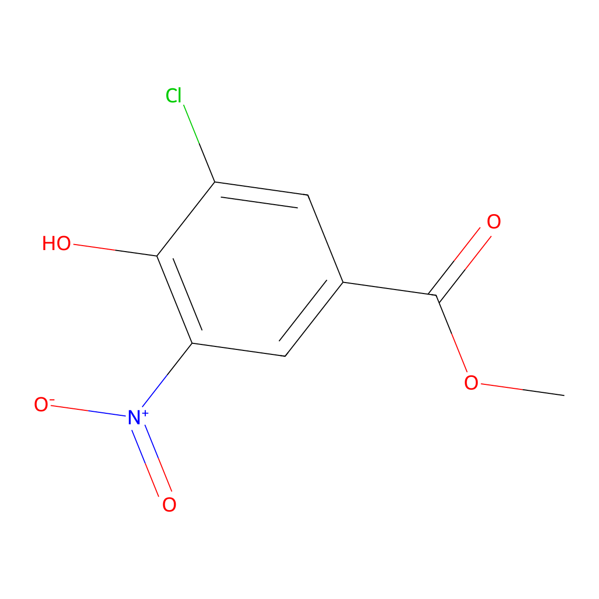 Methyl 3-chloro-4-hydroxy-5-nitrobenzoate molecular structure, CAS 40256-81-3