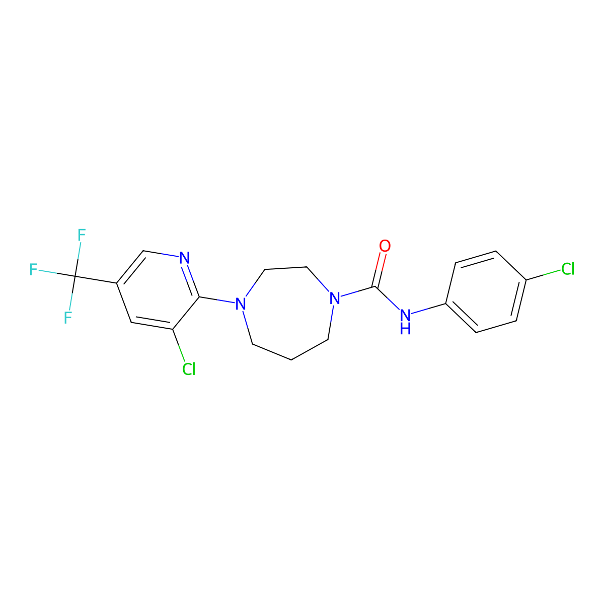 N-(4-chlorophenyl)(4-(3-chloro-5-(trifluoromethyl)(2-pyridyl))(1,4-diazaperhydroepinyl))formamide molecular structure, CAS 402562-90-7