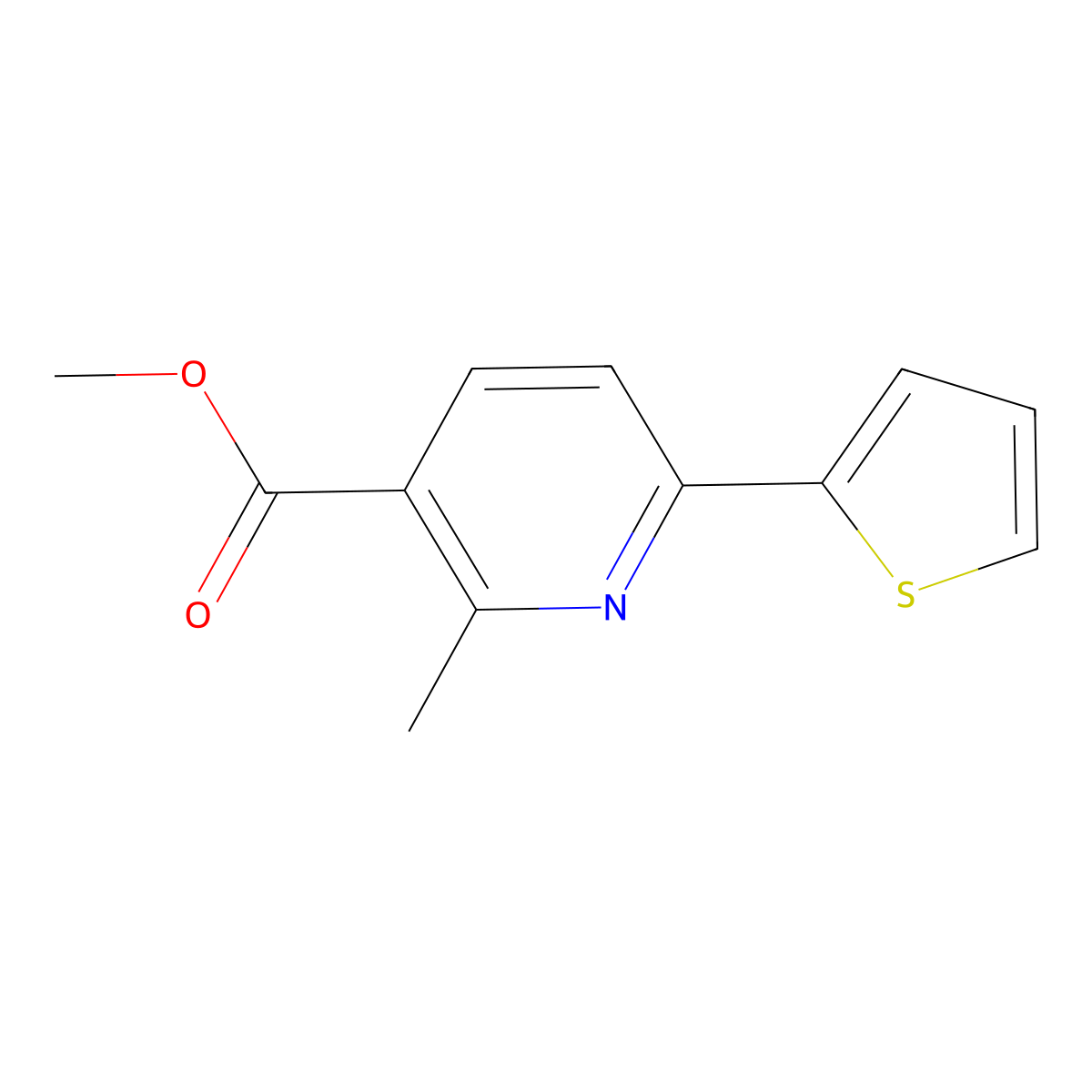 Methyl 2-methyl-6-(thiophen-2-yl)nicotinate molecular structure, CAS 402563-21-7