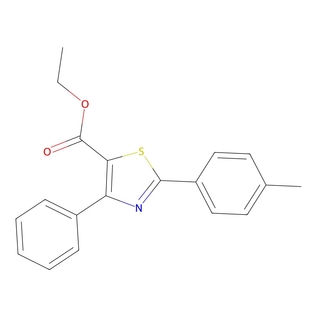 Ethyl 4-phenyl-2-(p-tolyl)thiazole-5-carboxylate molecular structure, CAS 402567-89-9
