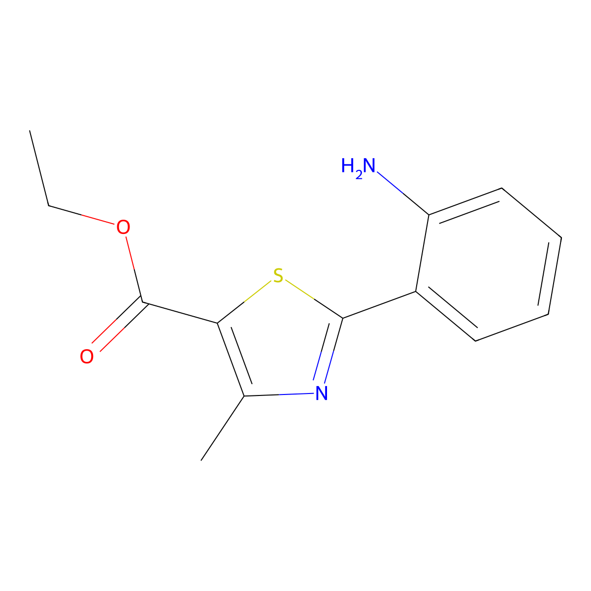 Ethyl 2-(2-aminophenyl)-4-methylthiazole-5-carboxylate molecular structure, CAS 402567-94-6