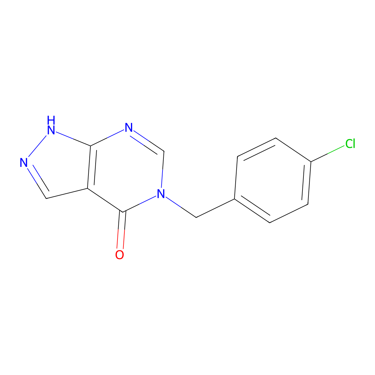5-(4-chlorobenzyl)-1,5-dihydro-4H-pyrazolo[3,4-d]pyrimidin-4-one molecular structure, CAS 402570-41-6