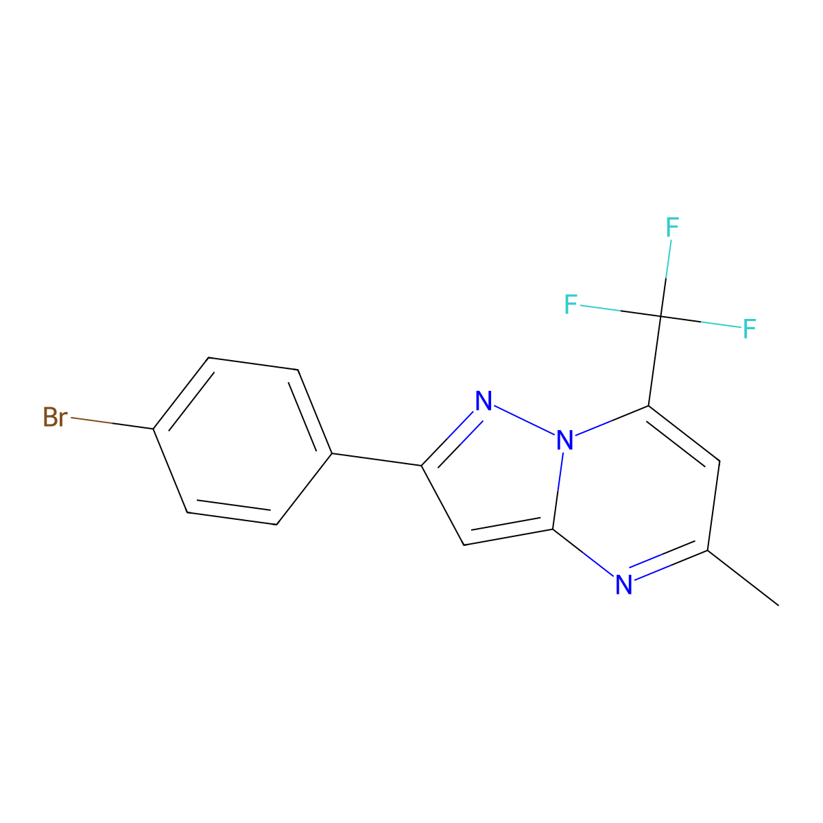 2-(4-Bromophenyl)-5-methyl-7-(trifluoromethyl)pyrazolo[1,5-a]pyrimidine molecular structure, CAS 402572-80-9