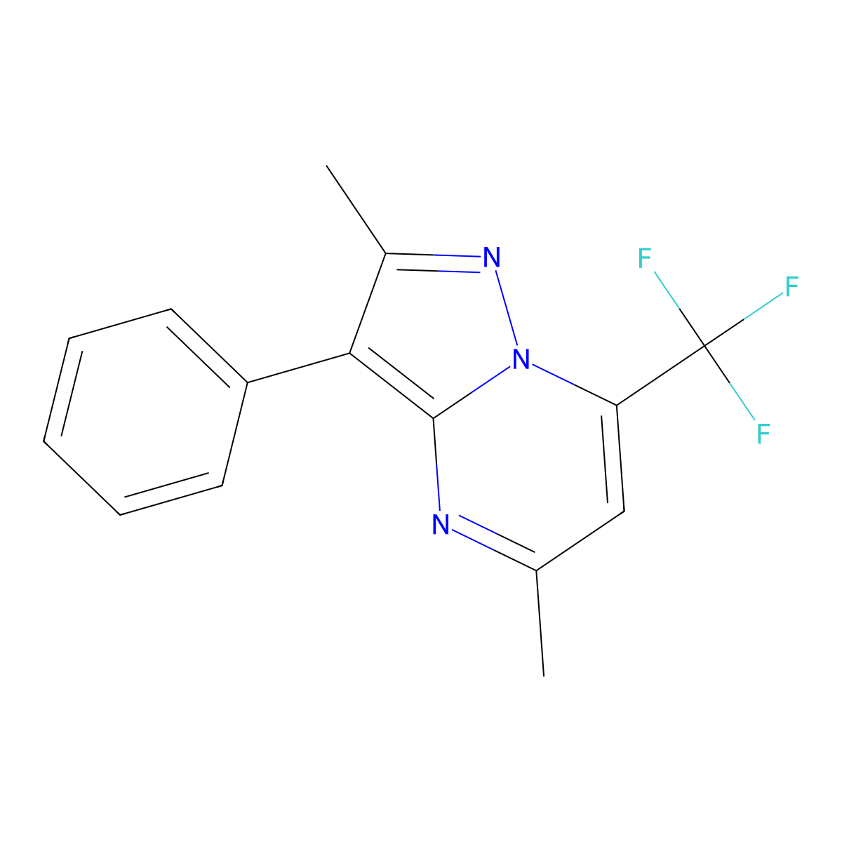 2,5-Dimethyl-3-phenyl-7-(trifluoromethyl)pyrazolo[1,5-a]pyrimidine molecular structure, CAS 402572-82-1